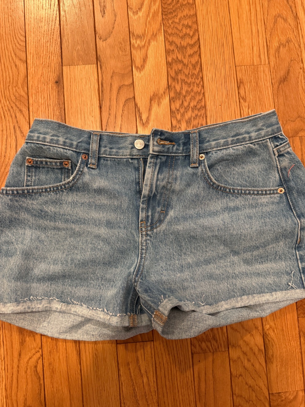 Topshop Light Blue Denim High-Waist Cutoff Shorts